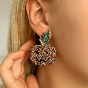 🌺 Sparkly Pumpkin Stud Earrings 🎃